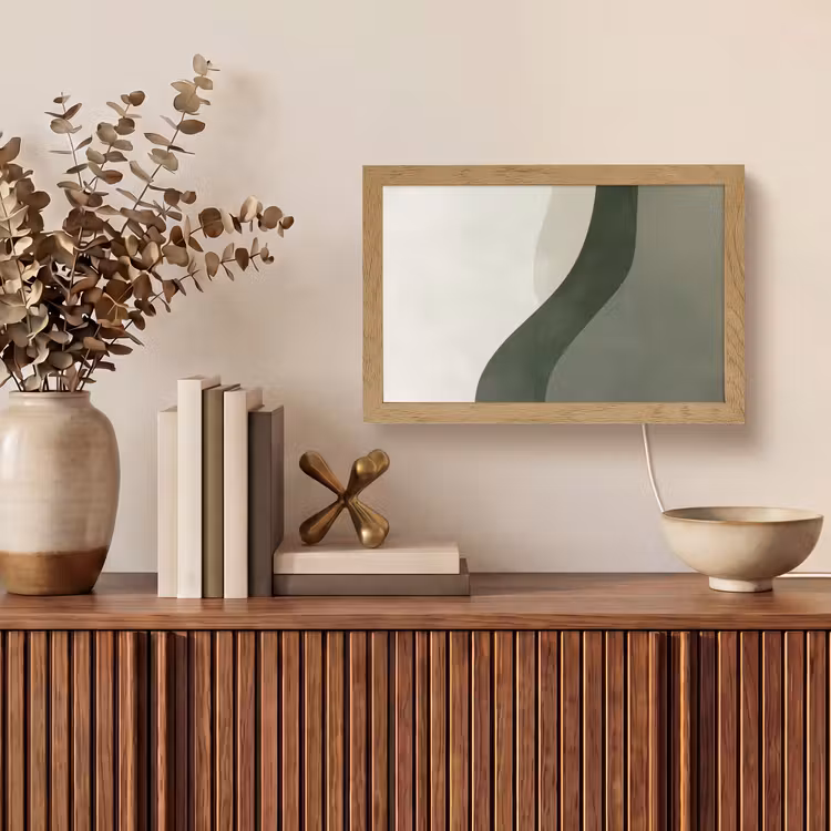 Japandi - Groen - Abstract - Modern Light Box met kabel (Tafellamp) klein -sfeer2
