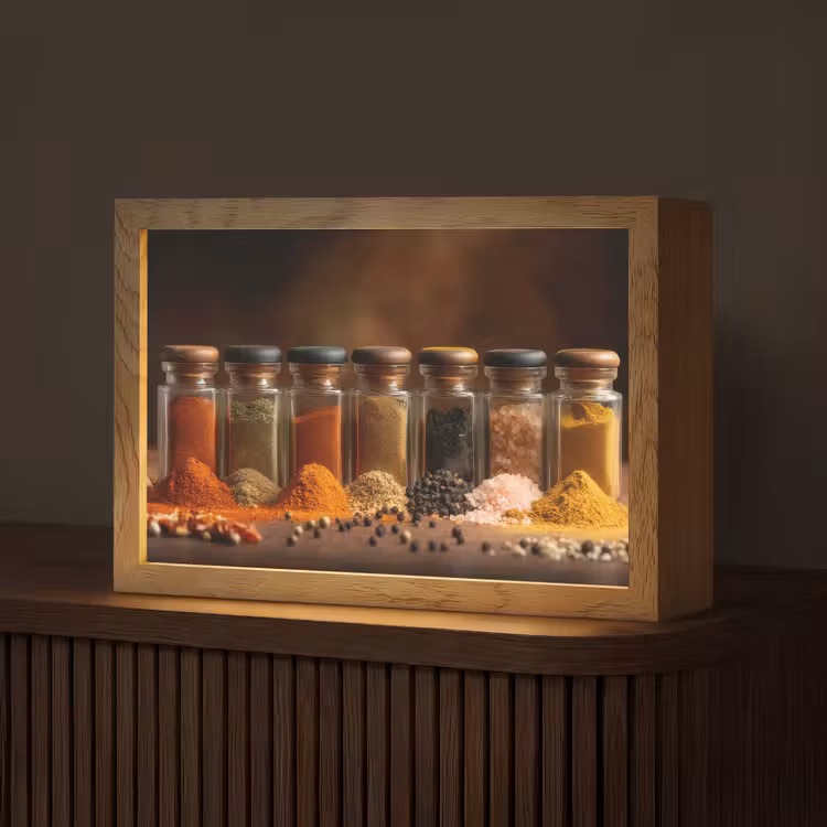 Potjes - Kruiden - Specerijen - Korrels Light Box met kabel (Tafellamp) klein -z3d_website