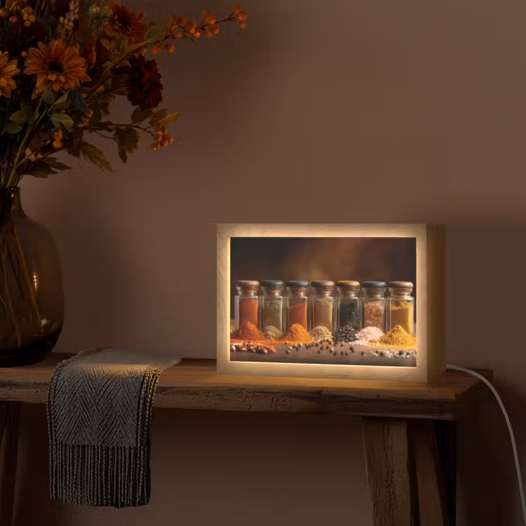 Potjes - Kruiden - Specerijen - Korrels Light Box met kabel (Tafellamp) klein -sfeer4