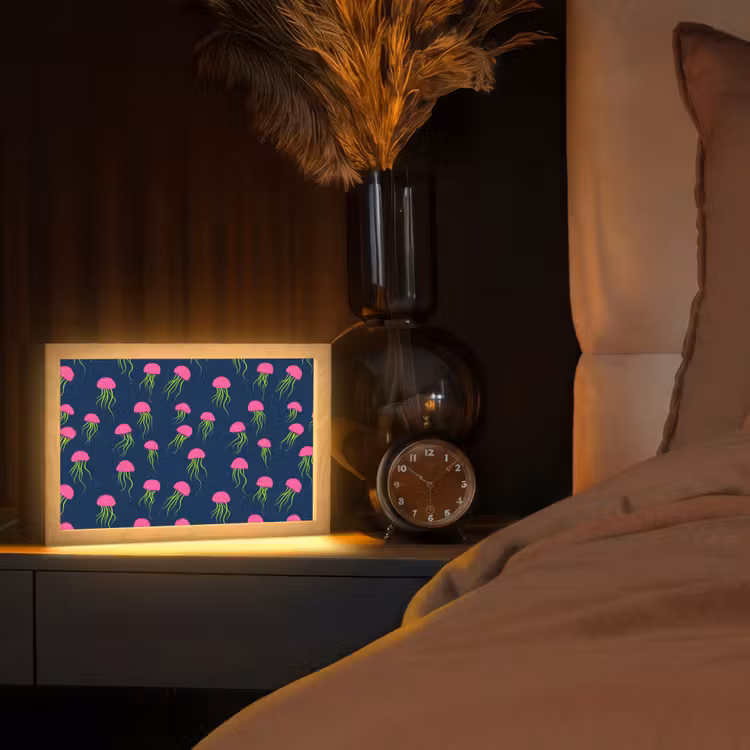 Kwallen - Diepzee - Neon Light Box met kabel (Tafellamp) klein 924 -sfeer1