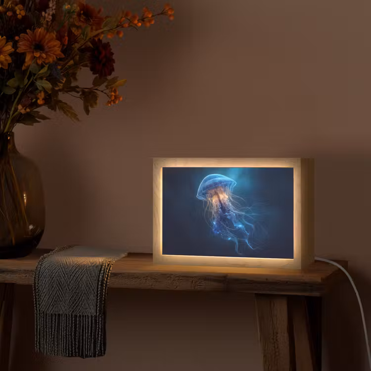Kwal - Lichtgevend - Tentakels - Blauw Light Box met kabel (Tafellamp) klein -sfeer4
