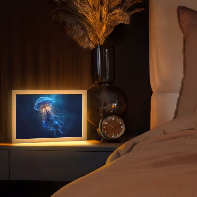 Kwal - Lichtgevend - Tentakels - Blauw Light Box met kabel (Tafellamp) klein -sfeer1