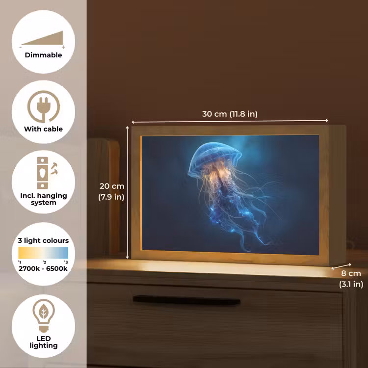 Kwal - Lichtgevend - Tentakels - Blauw Light Box met kabel (Tafellamp) klein -USP_EN