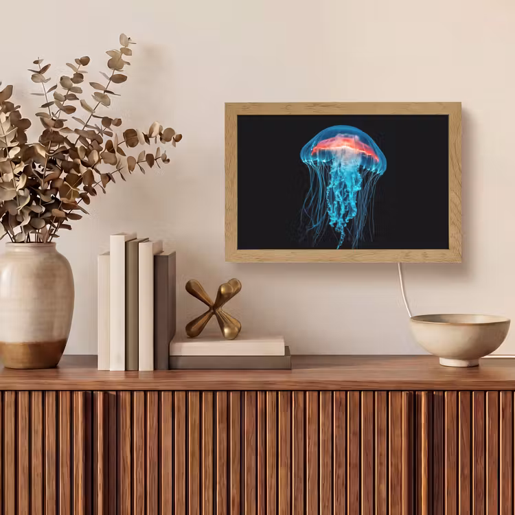 Kwal - Tentakels - Blauw - Licht Light Box met kabel (Tafellamp) klein -sfeer2
