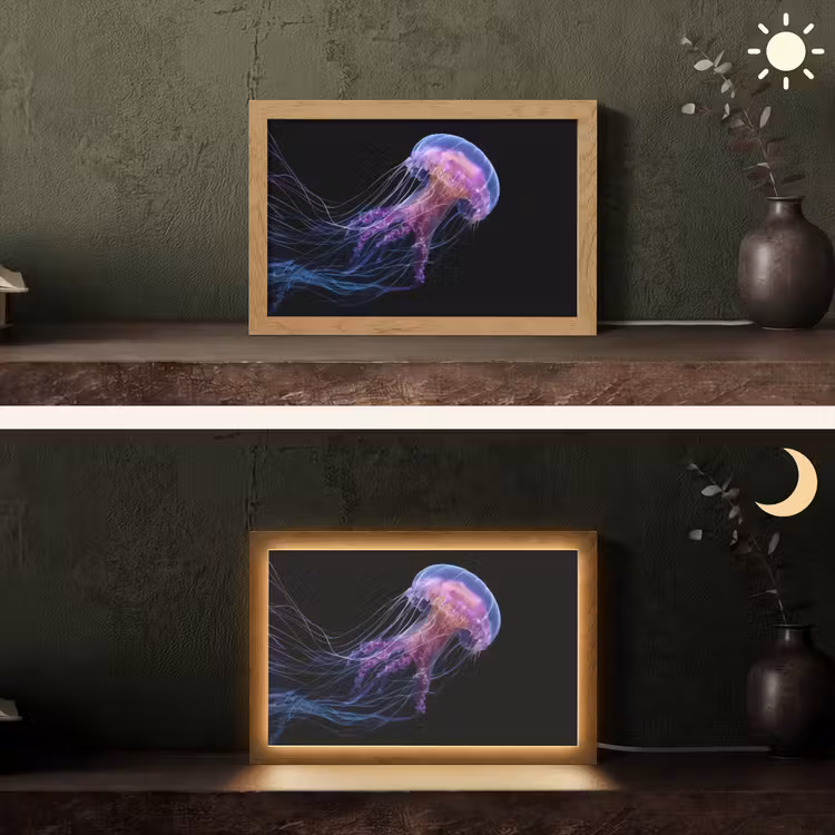 Kwal - Doorzichtig - Roze - Tentakels Light Box met kabel (Tafellamp) klein -sfeer3