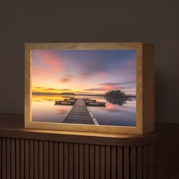 Steiger - Zonsondergang - Water - Zee - Reflectie Light Box met kabel (Tafellamp) klein -z3d_website