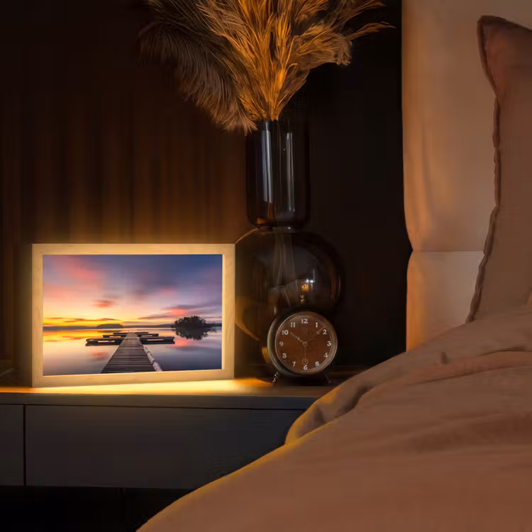 Steiger - Zonsondergang - Water - Zee - Reflectie Light Box met kabel (Tafellamp) klein -sfeer1