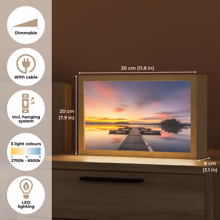 Steiger - Zonsondergang - Water - Zee - Reflectie Light Box met kabel (Tafellamp) klein -USP_EN