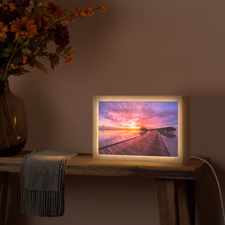 Steiger - Water - Zon - Roze - Horizon Light Box met kabel (Tafellamp) klein -sfeer4