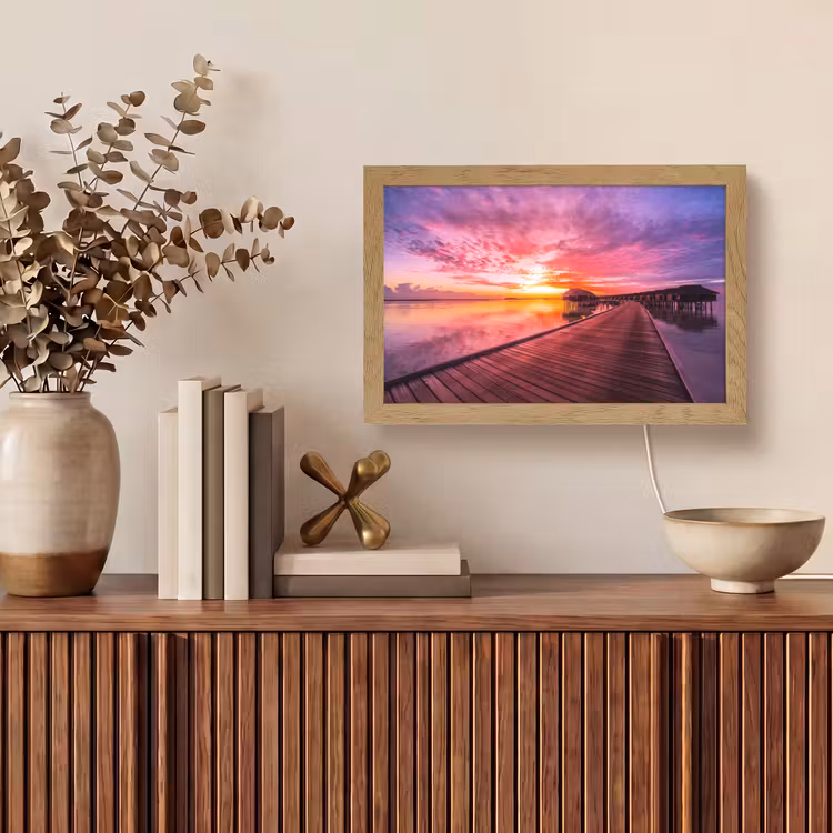 Steiger - Water - Zon - Roze - Horizon Light Box met kabel (Tafellamp) klein -sfeer2