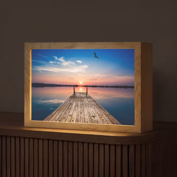 Steiger - Water - Zonsondergang - Roze - Horizon Light Box met kabel (Tafellamp) klein -z3d_website