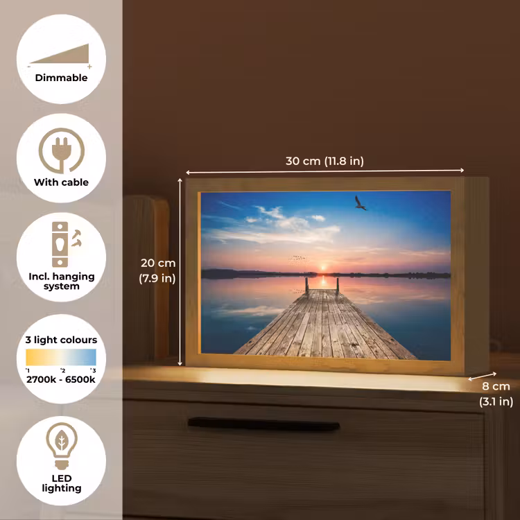 Steiger - Water - Zonsondergang - Roze - Horizon Light Box met kabel (Tafellamp) klein -USP_EN