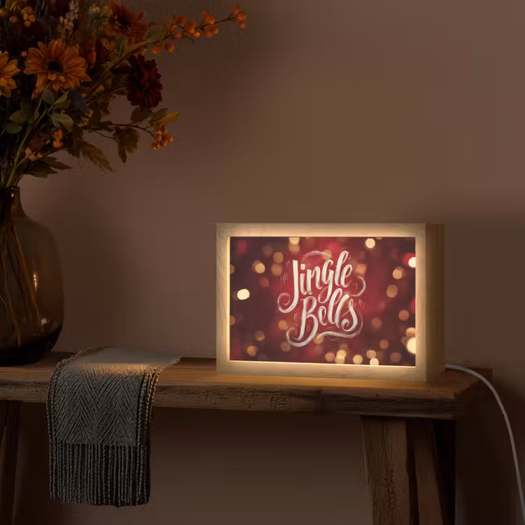 Jingle - Bells - Kerst - Rood Light Box met kabel (Tafellamp) klein -sfeer4