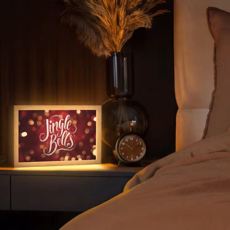 Jingle - Bells - Kerst - Rood Light Box met kabel (Tafellamp) klein -sfeer1
