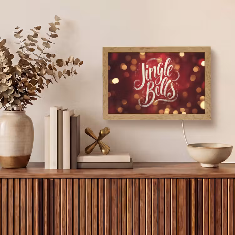 Jingle - Bells - Kerst - Rood Light Box met kabel (Tafellamp) klein -sfeer2