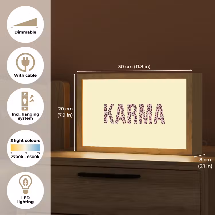 Karma - Luipaardprint - Geel Light Box met kabel (Tafellamp) klein -USP_EN