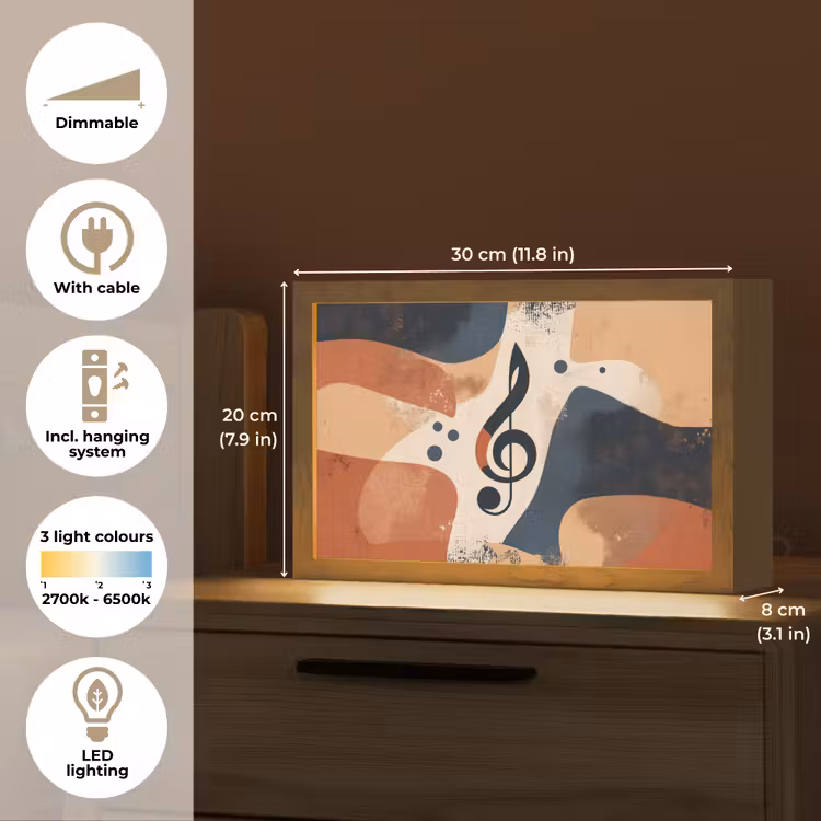 Sleutel - G - Abstract - Beige Light Box met kabel (Tafellamp) klein -USP_EN