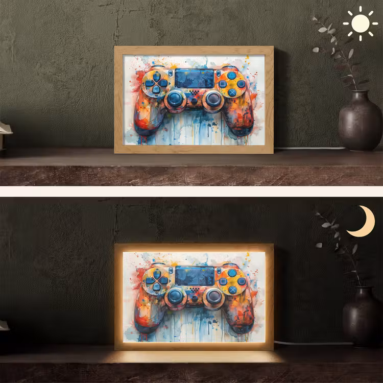 Kinder- en tiener kamer - Gaming - Game controller Light Box met kabel (Tafellamp) klein -sfeer3