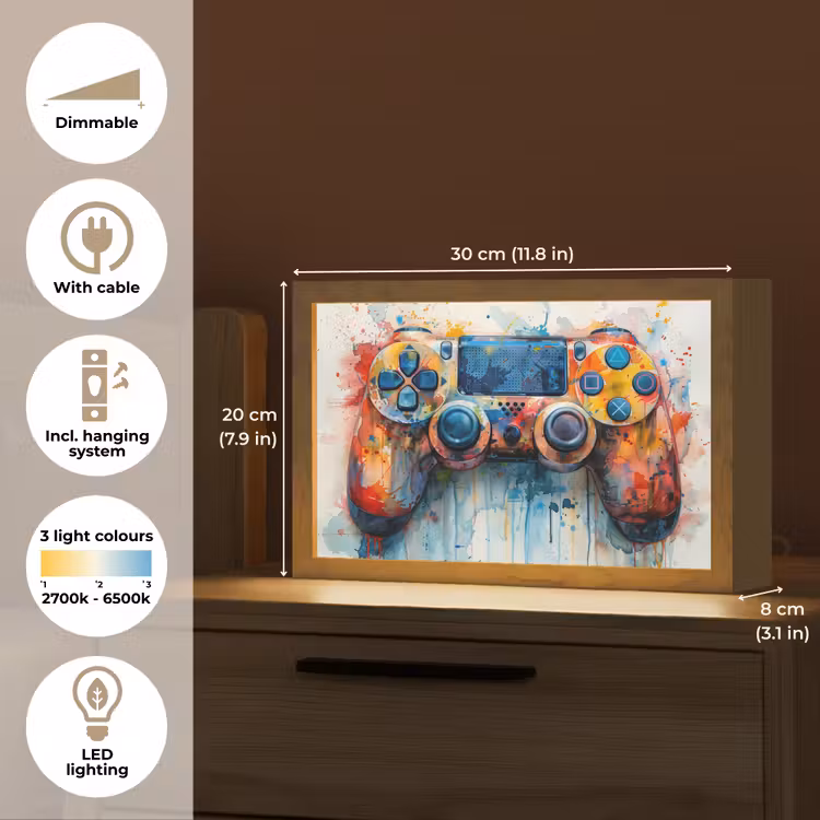 Kinder- en tiener kamer - Gaming - Game controller Light Box met kabel (Tafellamp) klein -USP_EN