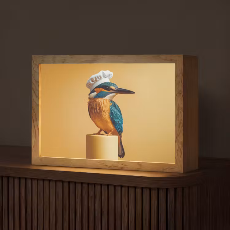 Ijsvogel - Pilaar - Koksmuts - Vogel Light Box met kabel (Tafellamp) klein -z3d_website
