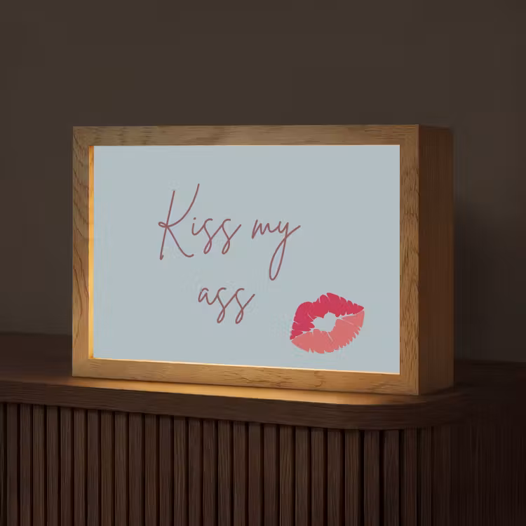 Kiss my ass - Lip - Blauw Light Box met kabel (Tafellamp) klein -z3d_website