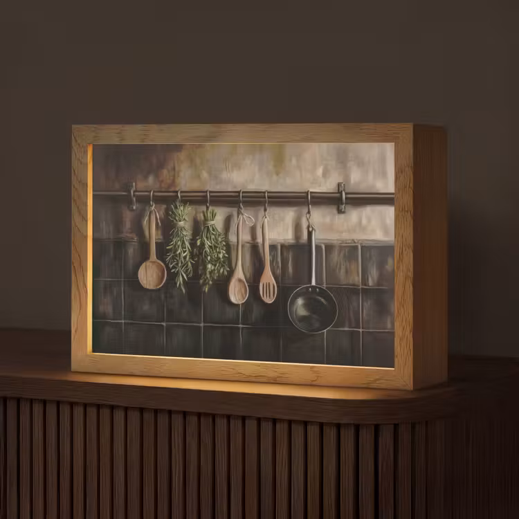 Keukengerei - Rustiek - Tegels - Kruiden Light Box met kabel (Tafellamp) klein -z3d_website