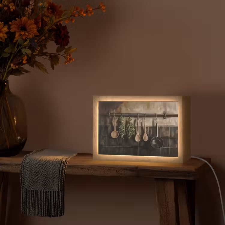 Keukengerei - Rustiek - Tegels - Kruiden Light Box met kabel (Tafellamp) klein -sfeer4