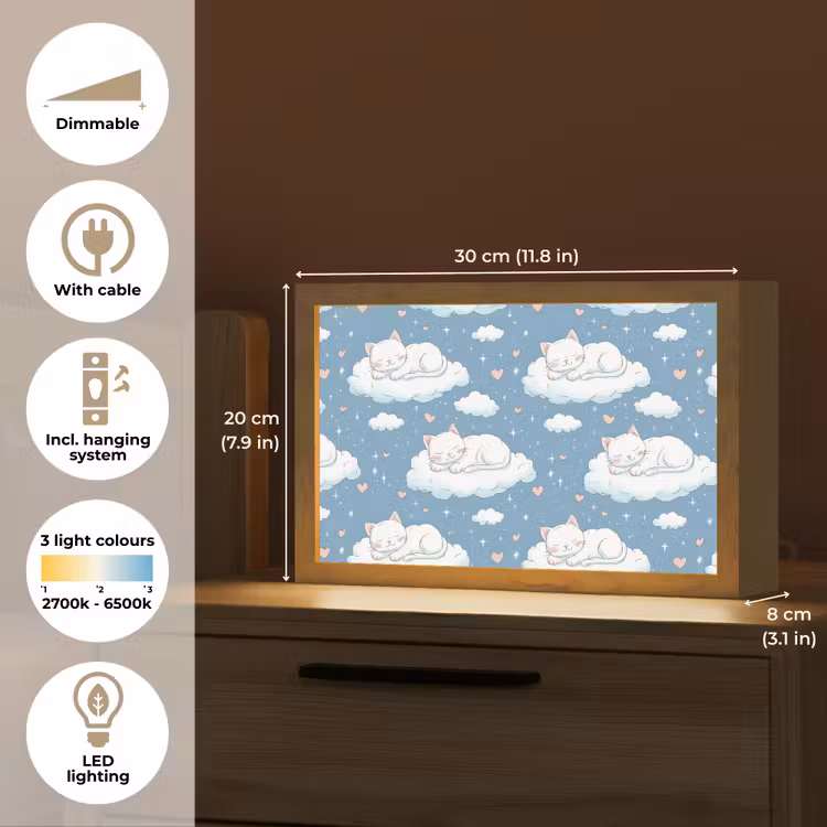 Kitten - Wolken - Blauw Light Box met kabel (Tafellamp) klein 924 -USP_EN