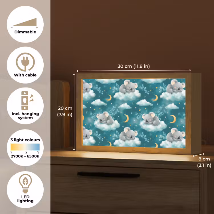 Koala's - Betoverend - Blauw Light Box met kabel (Tafellamp) klein 924 -USP_EN