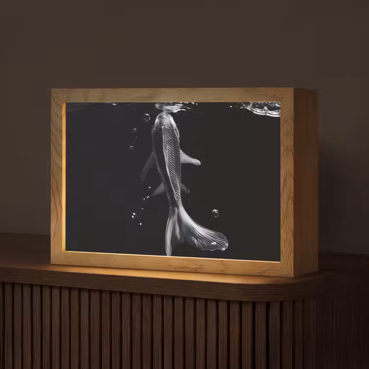 Koi - Vissen - Water - Zwart Light Box met kabel (Tafellamp) klein -z3d_website