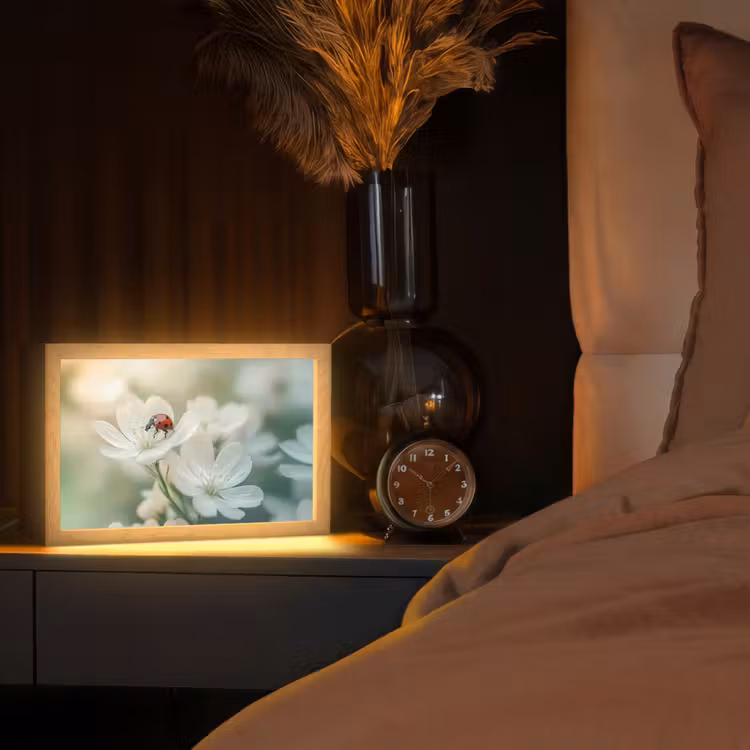 Lieveheersbeestje - Bloemen - Wit Light Box met kabel (Tafellamp) klein -sfeer1