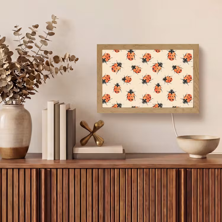 Lieveheersbeestjes - Patroon - Rood Light Box met kabel (Tafellamp) klein 924 -sfeer2