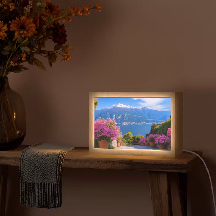 Lake Como - Italië - Landschap Light Box met kabel (Tafellamp) klein -sfeer4
