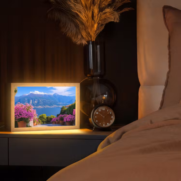 Lake Como - Italië - Landschap Light Box met kabel (Tafellamp) klein -sfeer1