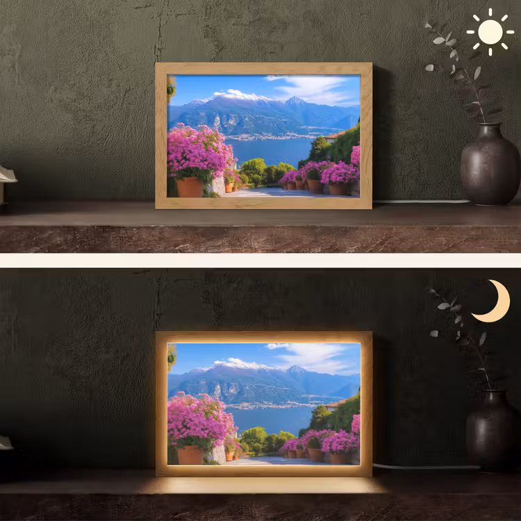 Lake Como - Italië - Landschap Light Box met kabel (Tafellamp) klein -sfeer3
