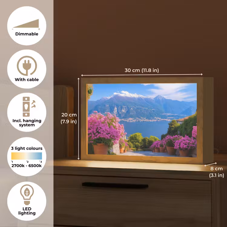Lake Como - Italië - Landschap Light Box met kabel (Tafellamp) klein -USP_EN