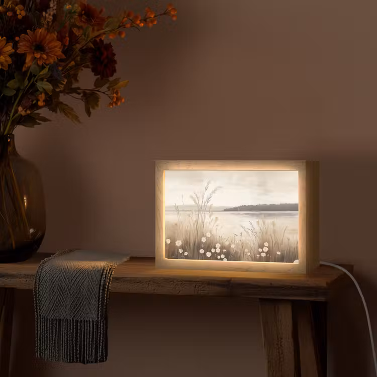 Meer - Water - Natuur - Beige Light Box met kabel (Tafellamp) klein -sfeer4