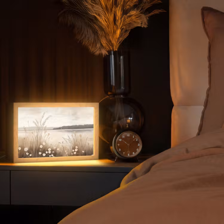 Meer - Water - Natuur - Beige Light Box met kabel (Tafellamp) klein -sfeer1