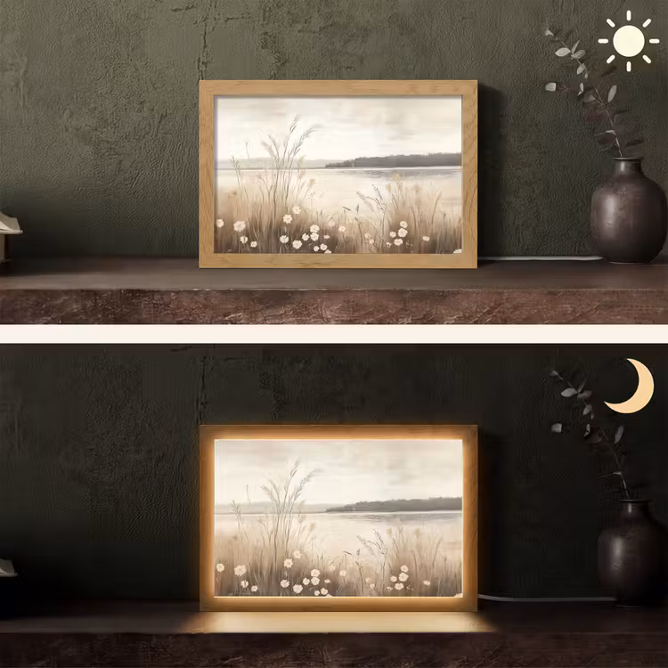 Meer - Water - Natuur - Beige Light Box met kabel (Tafellamp) klein -sfeer3
