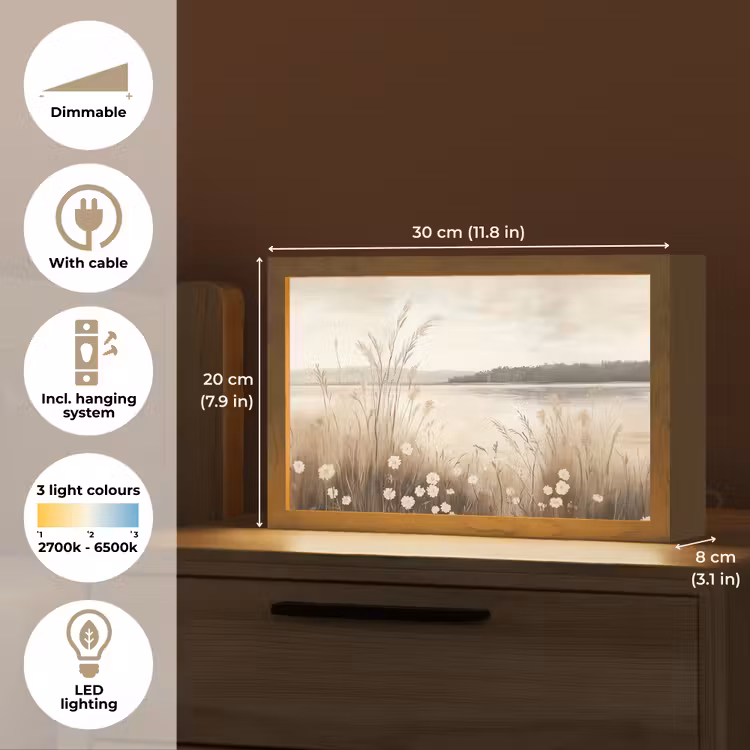 Meer - Water - Natuur - Beige Light Box met kabel (Tafellamp) klein -USP_EN