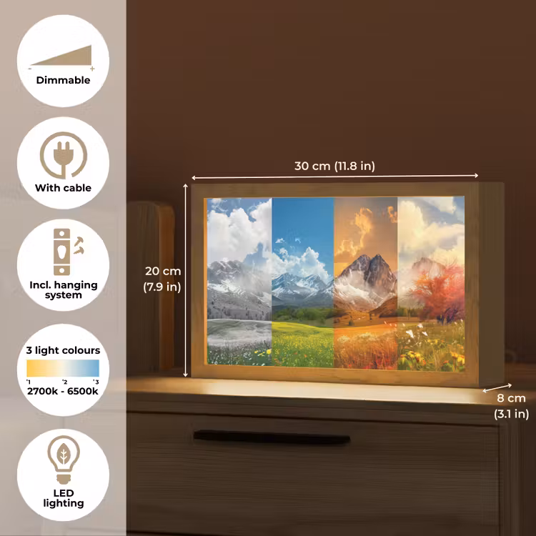 Landschap - 4 seizoenen - Natuur - Winter - Lente - Zomer - Herfst Light Box met kabel (Tafellamp) klein -USP_EN
