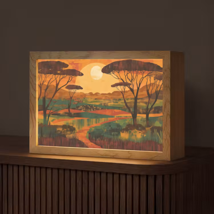 Landschap - Afrikaans - Zon Light Box met kabel (Tafellamp) klein -z3d_website