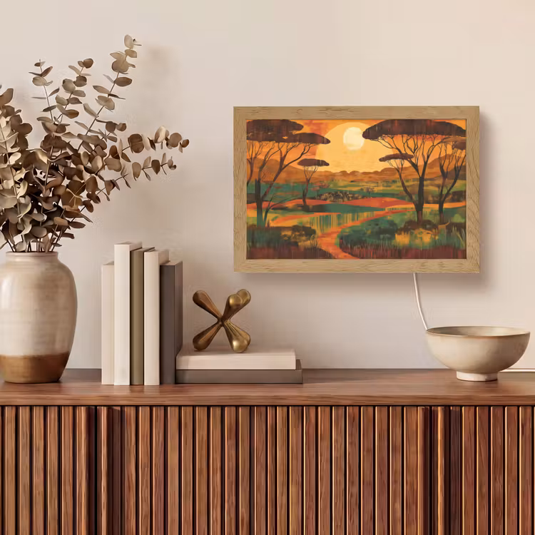 Landschap - Afrikaans - Zon Light Box met kabel (Tafellamp) klein -sfeer2