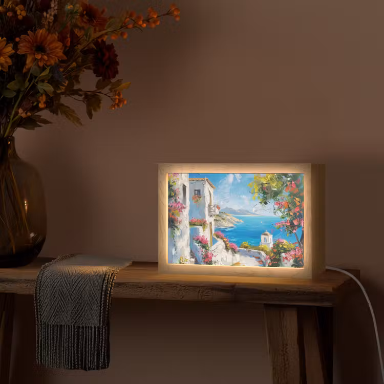 Landschap - Bloemen - Natuur - Zomer Light Box met kabel (Tafellamp) klein -sfeer4