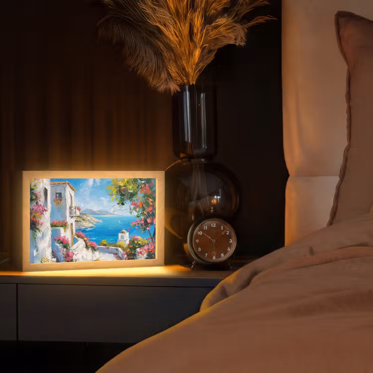 Landschap - Bloemen - Natuur - Zomer Light Box met kabel (Tafellamp) klein -sfeer1