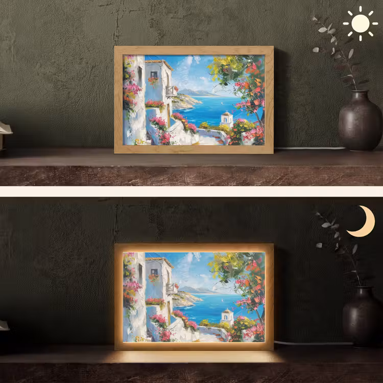 Landschap - Bloemen - Natuur - Zomer Light Box met kabel (Tafellamp) klein -sfeer3