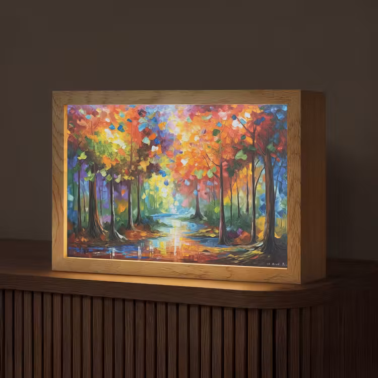 Landschap - Bos - Kleuren - Natuur Light Box met kabel (Tafellamp) klein -z3d_website