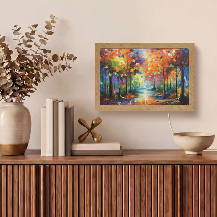 Landschap - Bos - Kleuren - Natuur Light Box met kabel (Tafellamp) klein -sfeer2