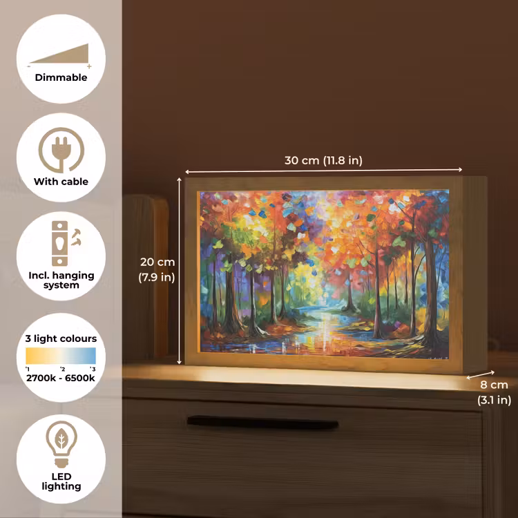 Landschap - Bos - Kleuren - Natuur Light Box met kabel (Tafellamp) klein -USP_EN