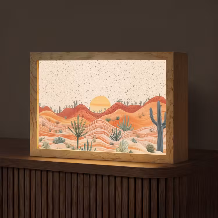 Landschap - Heuvels - Zonsondergang Light Box met kabel (Tafellamp) klein -z3d_website